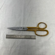 Vintage Clauss Shop Shear No. 68 Yellow Handles Made In USA