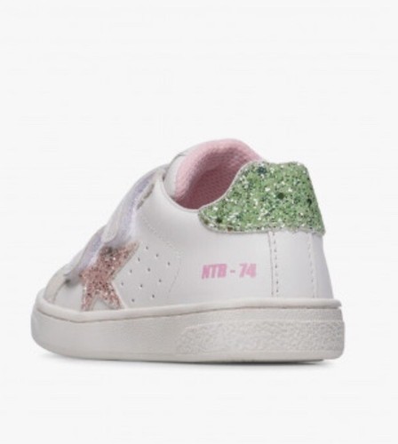 NWT NATURINO PINN VL GIRL'S CASUAL SHOES IN WHITE/PINK/LIGHT GREEN - Picture 4 of 16