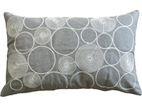 Circles Embroidery Decorative Throw Pillow Cover 20x12 Grey White, New, Free Sh on sale Circles Embroidery Decorative Throw Pillow Cover 20x12 Grey White, New, Free Sh on sale