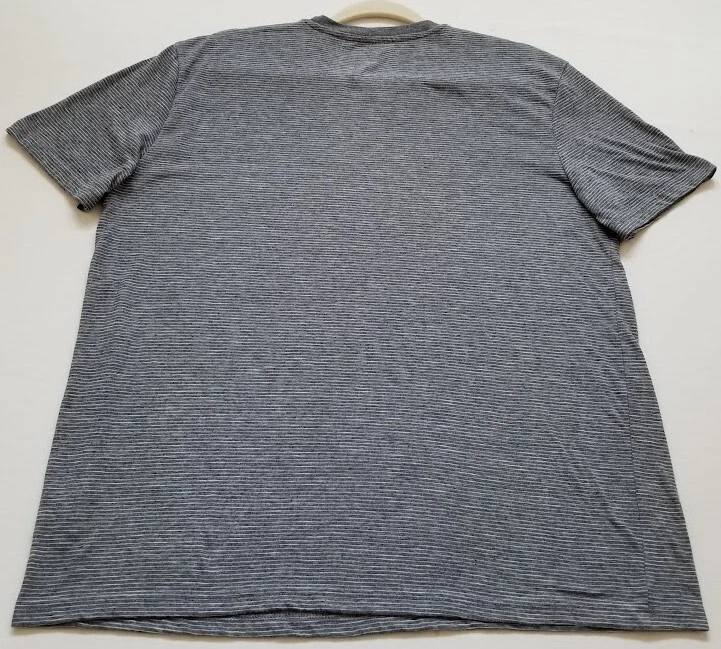 Sonoma T 恤男式 L 灰色白色条纹短袖圆领弹力 T 恤 — 第 3/4 张图片