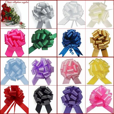 GROSSE SCHLEIFEN 50 MM KORB Vatertag Blumen HOCHZEIT AUTO DEKO STRAUSS GESCHENKE