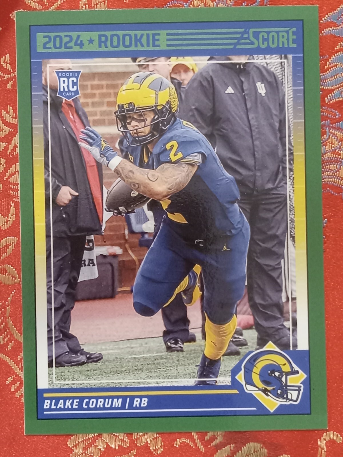 Blake Corum 2024 SCORE NFL FOOTBALL GREEN PARALLEL RC Los Angeles Rams #389