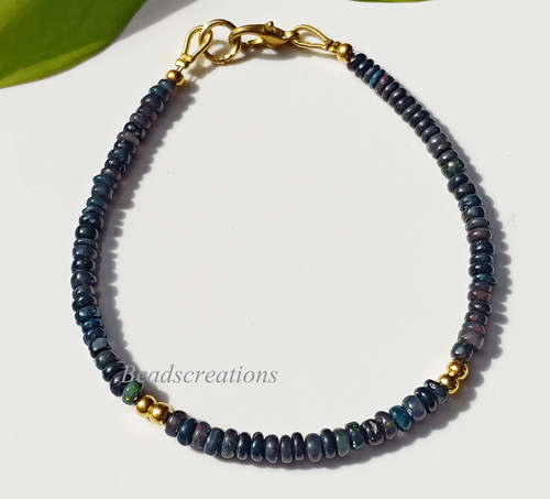 Bracciale Bole Oro Opale Nero Bracciale Argento Sterling 925 Regalo Per Lei - Foto 2 di 10