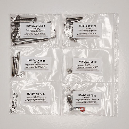 Kit vis Phillips moteur Honda XL XR 75 80 pour motos vintage de 1977 à 1985