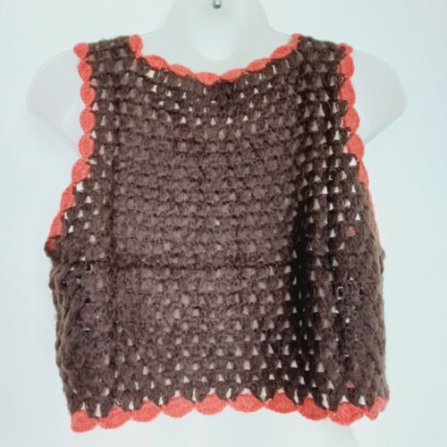 Urban Outfitters Knitted Tank Top Size S Brown Sleeveless Jumper Retro New - Picture 12 of 19