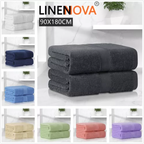 2Pcs Extra Large Jumbo Bath Sheets 100% Cotton 550gsm NO Shedding NO Pilling AU