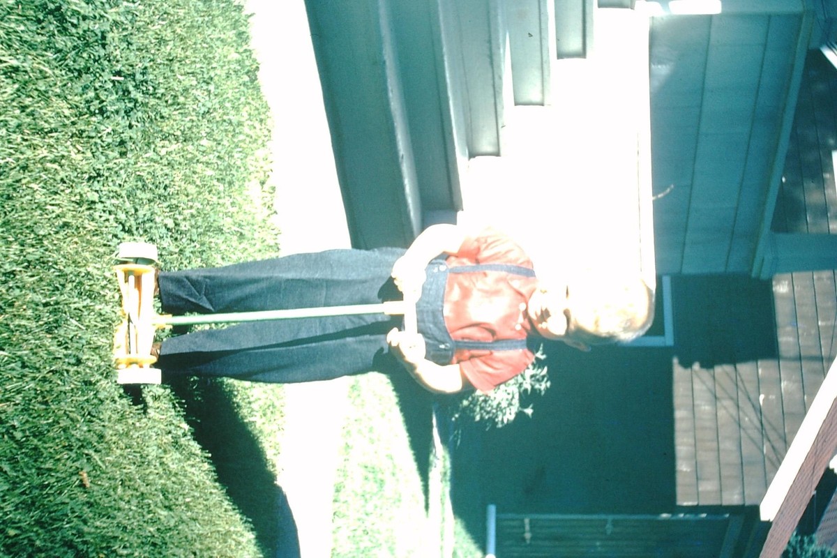 Original 1959 Kodak Slide Showing A Little Boy With Toy Lawnmower