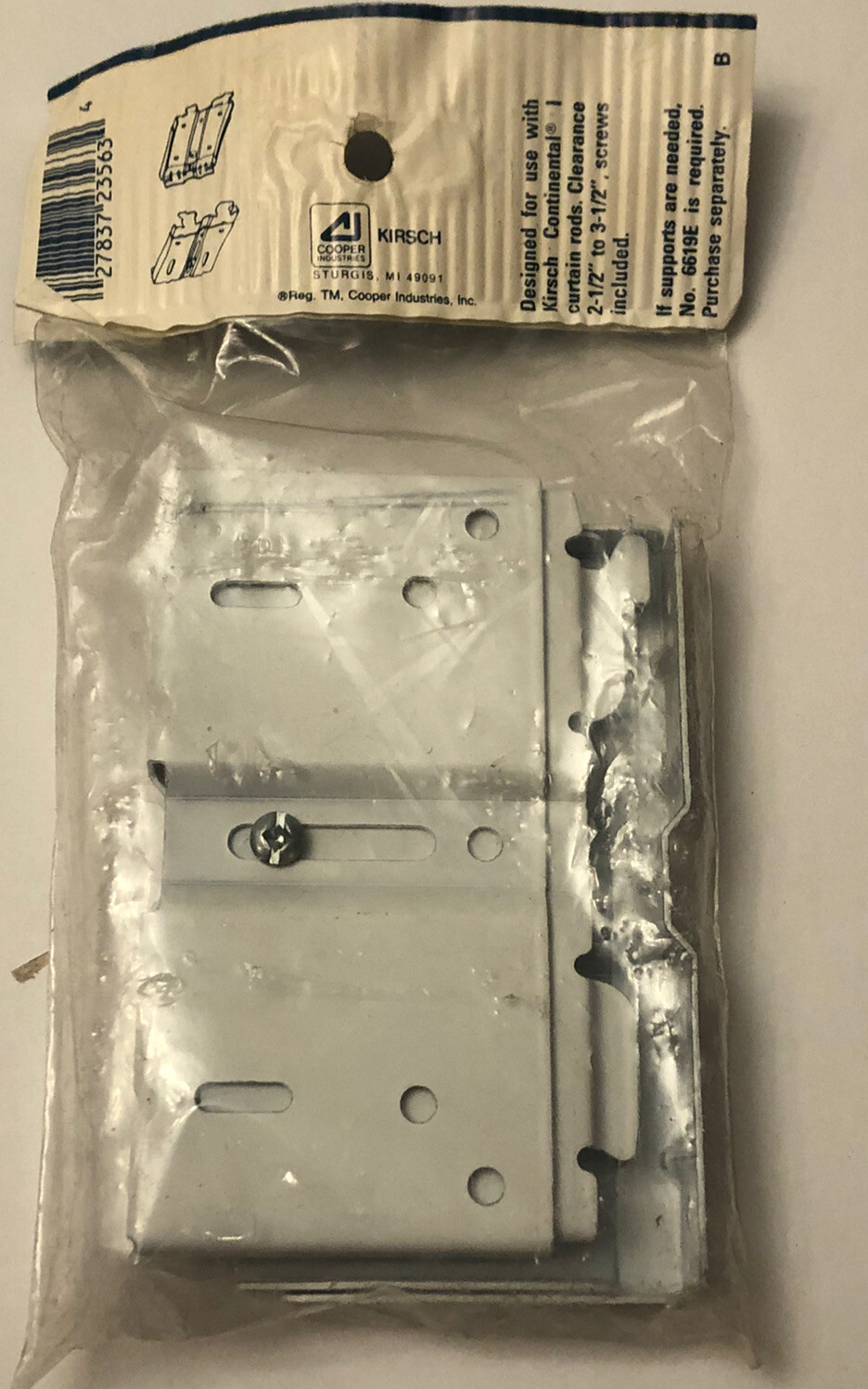 New Old Stock Vintage KIRSCH CONTINENTAL CURTAIN ROD BRACKET (6617E25