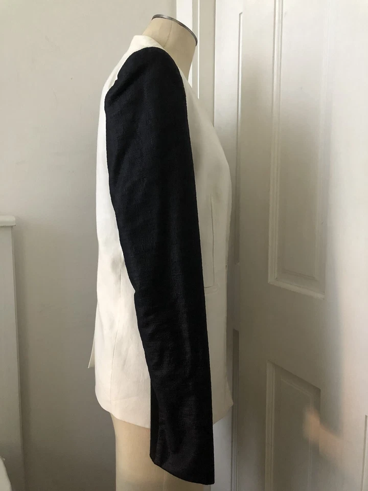 Blazer HELMUT LANG Mezcla de Lino Negro Blanco Talla 8 Foto 2 de 4
