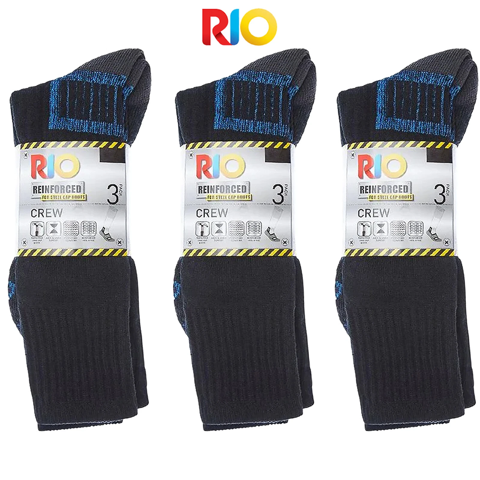 9 Pair Rio Reinforced Steel Cap Crew Mens Thick Tough Work Socks Black Blue Bulk
Opens in a new wind