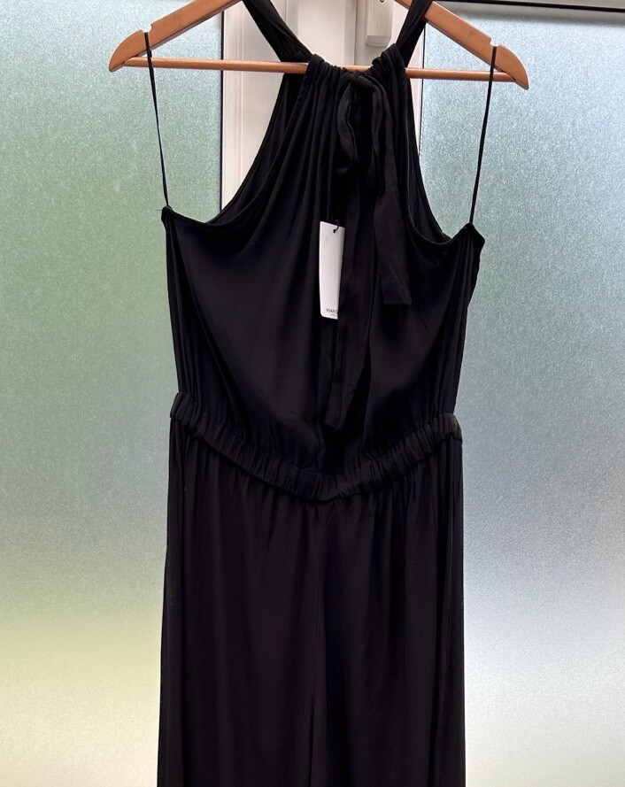 NEW Mango Black Wide Leg Halterneck Jumpsuit Size Large NWT thumbnail 9