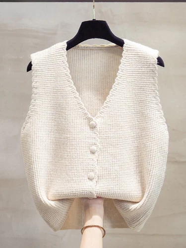 OFF WHITE Gilet corto donna scollo a V top casual maglia cappotti nuovo monopetto senza maniche