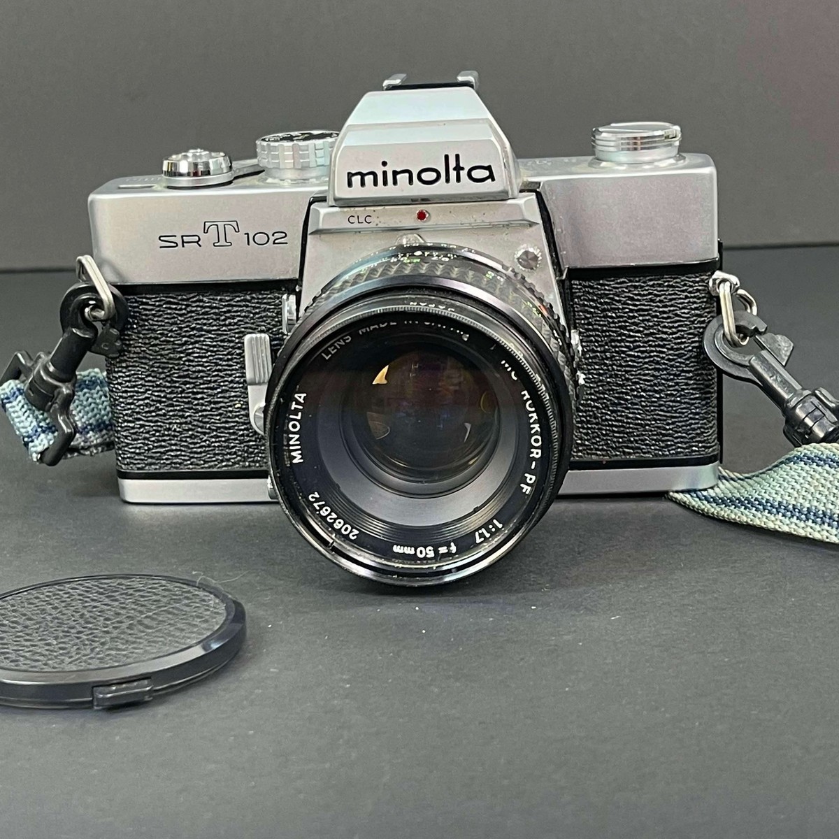 Minolta SRT 102 Silver Manual Film Camera 50MM Lens Built In Light 