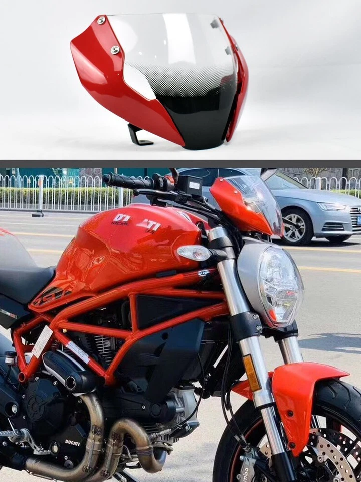 Medidor de parabrisas rojo para Ducati Monster 821 1200 695 2014-2017 Foto 2 de 2