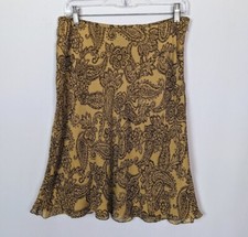 Vintage 90s Y2K Lauren Ralph Lauren sz 10 Silk Ruffled Midi Skirt Paisley Floral