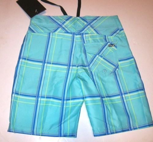 NEW Hurley 20 / 30 blue plaid board shorts boys youth swim trunks swimsuit - Picture 2 of 2