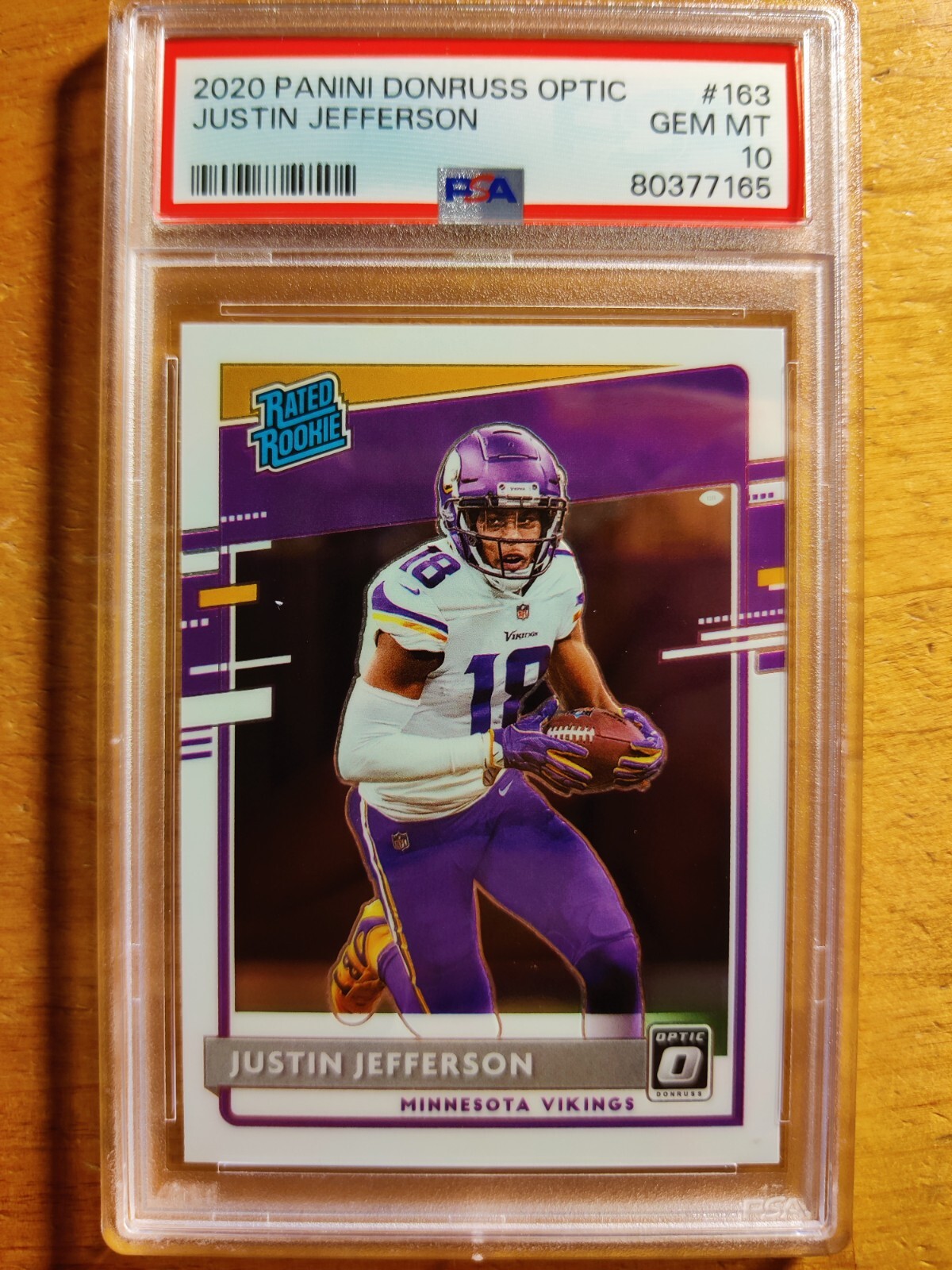 JUSTIN JEFFERSON 2020 DONRUSS OPTIC ROOKIE RC #163 PSA 10 GEM MINT! VIKINGS ]