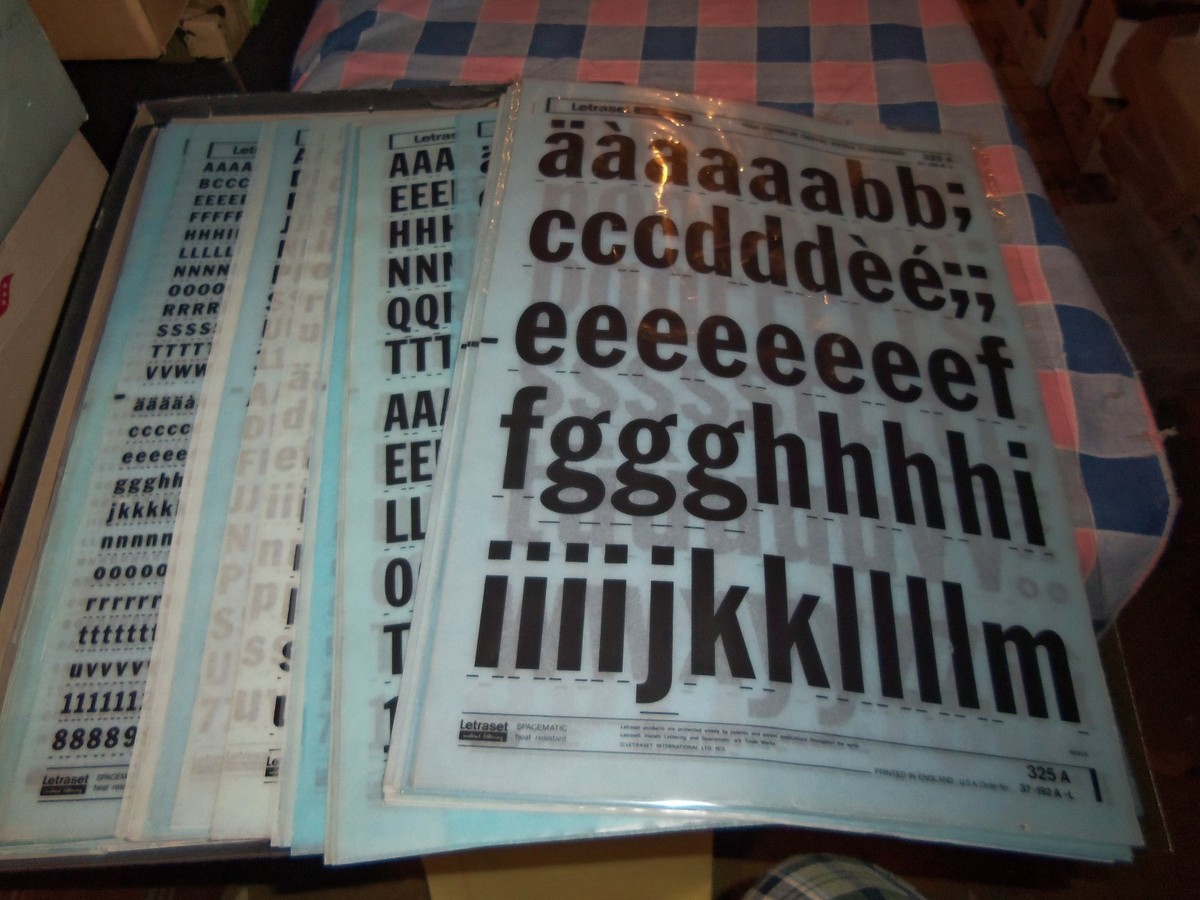 e. NOS Letraset Lettering 10 x 15 Sheet Various Fonts Sizes Use