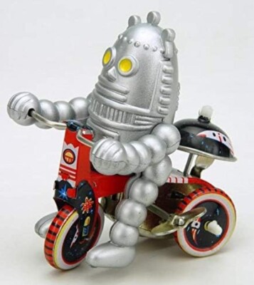 BABY ROBOT on Trike WindUp Tin Toy space MS013 Sci-fi cycle 4'' with BOX