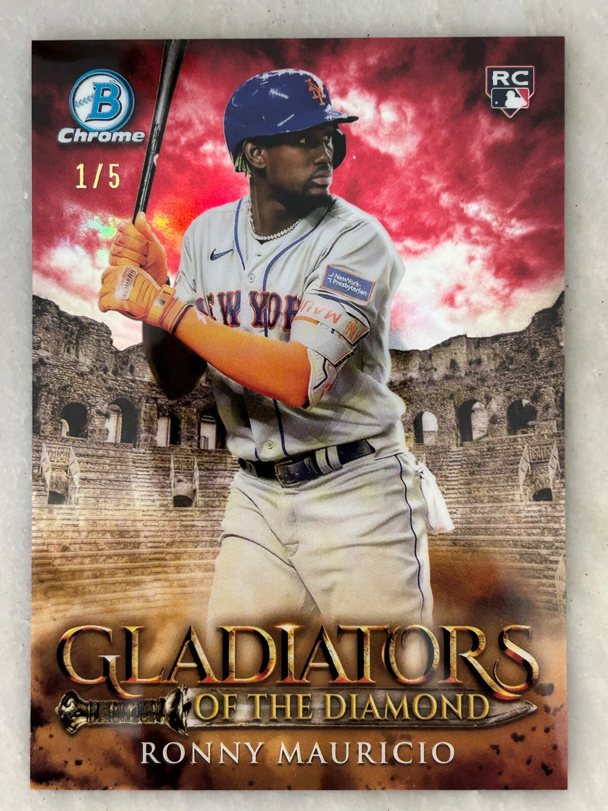 2024 Bowman Chrome Ronny Mauricio Gladiators of the Diamond Red Refractor 1/5