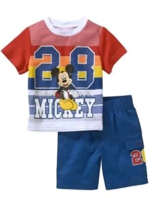 Disney Mickey Mouse Toddler Boy/'s 2 Piece Shirt /& Shorts Set Size 4T New NWT Red