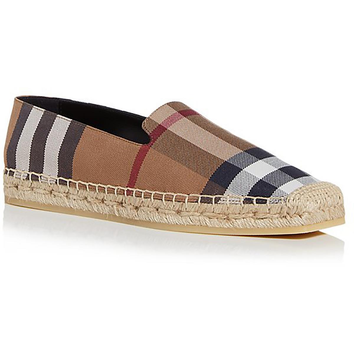 Женские коричневые хлопковые эспадрильи Burberry в клетку на плоской подошве 36 см BM BHFO 3344 73490₽