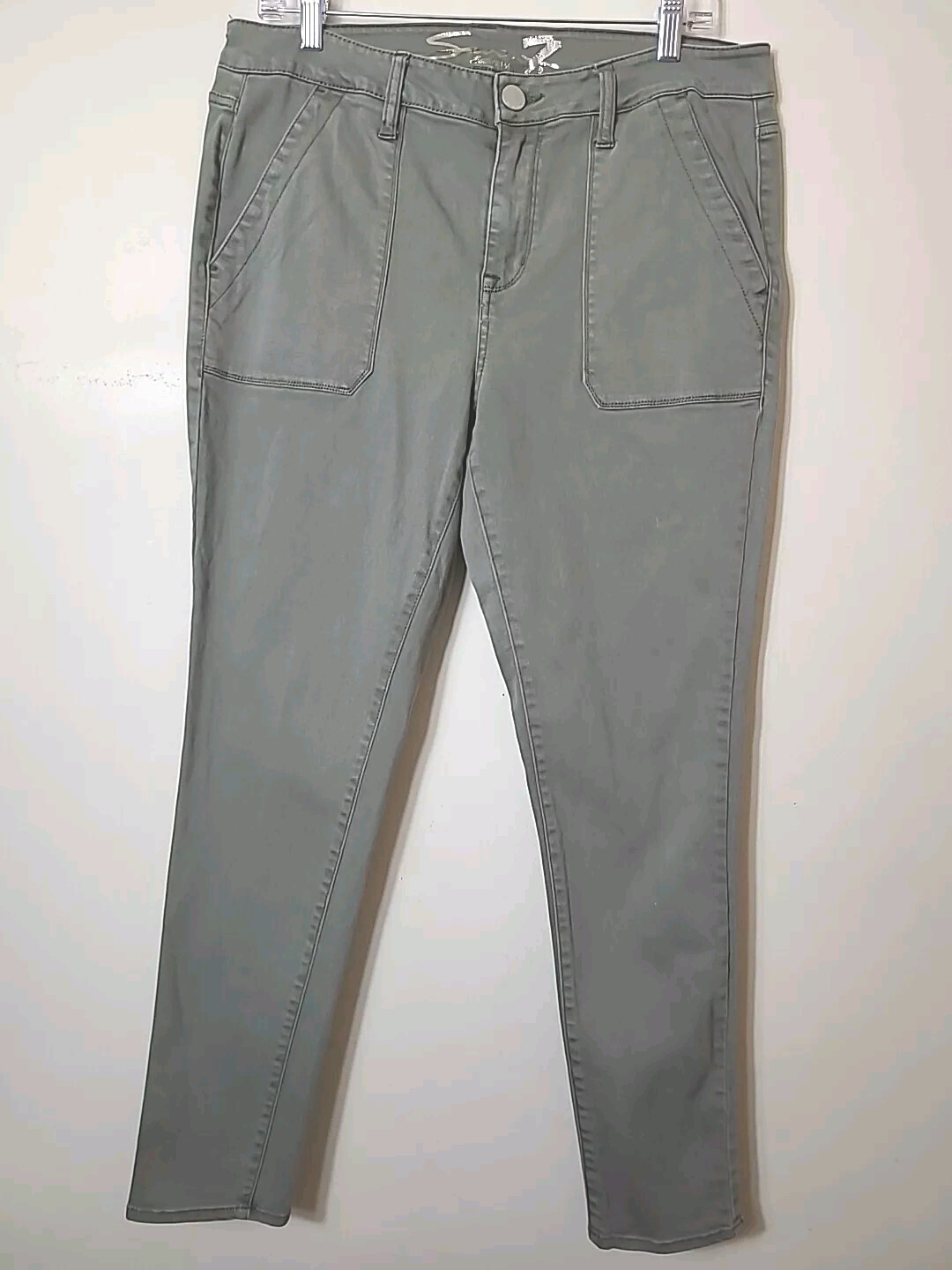 Seven7 Jeans Womens Size 12 Green Utility Ankle Skinny Stretch Mid Rise