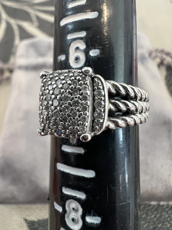 Anillo David Yurman de plata de ley pavé de diamantes de 1,75 quilates Wheaton Foto 4 de 4