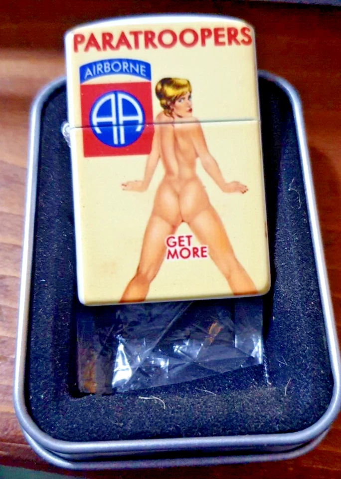 AIRBORNE WW2 STYLE PARATROOPERS PARAS PIN UP GIRL NEW PETROL FLIP LIGHTER