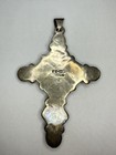 Big 3”in VNT Taxco Signed Sterling Silver Turquoise Coral Cross Pendant — photo 6