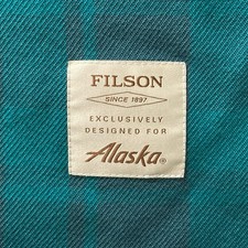 FILSON Alaska Airlines First Class Amenity Green Blue Plaid Wool Throw Blanket