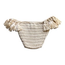 POL Crochet Tassel Bloomer Shorts Beige Boho Cottagecore Lounge Wear Size Small