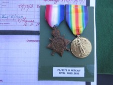WW1 1915 STAR & VICTORY MEDAL TO PS/8371 PTE D METCALF ROYAL FUSILIERS ENT SWB