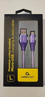 Micro-USB Ladekabel 1m Cablexpert Premium geflochten 2,1A Datenkabel