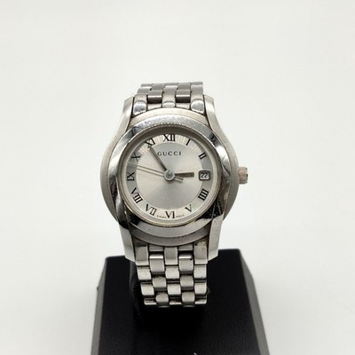 GUCCI 5500L Watch Silver Silver Dial Quartz Women's SS Wrist Watch