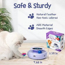 2-in-1 Interactive Cat Toy for Indoor Cats, Automatic Ball  Feather Play with