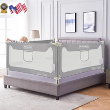 U-Shape Toddler Bed Rail for California King Bed Modern Grey Safety Guard NEW
