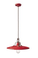 Pendelleuchte Keramik Metall Ø 40 Cm Handarbeit Shabby Rot Antik E27 HäNgelampe