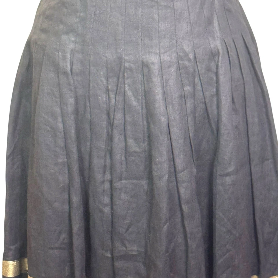 Falda Ralph Lauren Etiqueta Negra Talla 4 100% Lino Plisada Rayas Línea A Foto 3 de 4