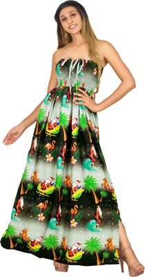 LA LEELA Women's Christmas Beach Party Camp Halter Neck Dress L-XL  Black_AA86 | eBay