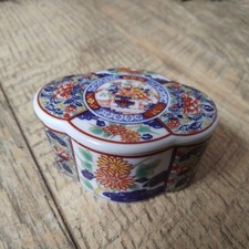 Vintage Arnart Imari Stil kleine Keramik japanische Schmuckschatulle mit Deckel Japan