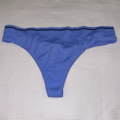 AERIE Size XL Blue Navy Stripe Superchill Seamless Thong Panties Underwear NWT
