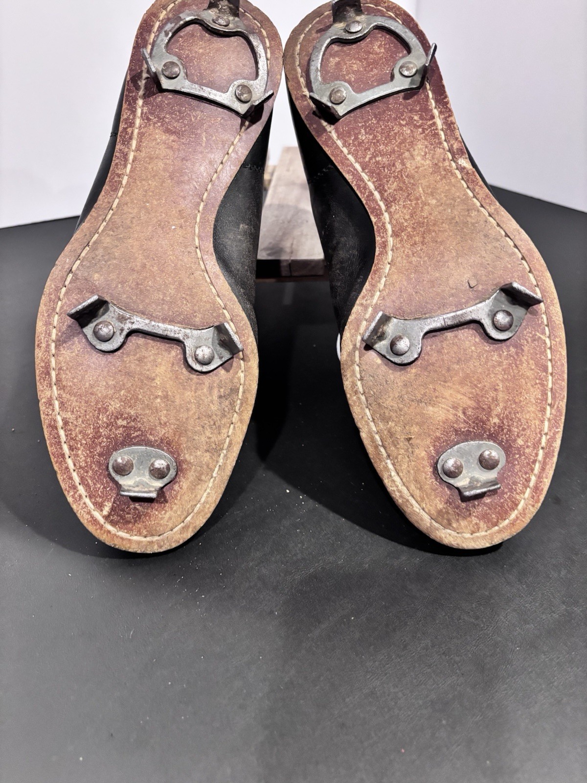 Vintage Spot-Bilt Leather Metal Cleats Men’s Size 11-Black - Mid Century - Rare