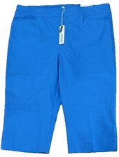 Chicos Sz 16 Brigitte Slim Leg So Slimming Poolside Blue Rivet Capri Pullon NWT