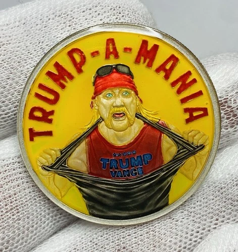 2024 Hulk Hogan “Trumpamania” Castro Hand Enamel 1 oz .999 Fine Silver Art Round