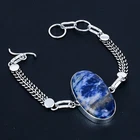 Sodalite Handmade 925 Sterling Silver Jewelry Bracelet 7-8" D044