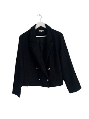 Monsoon Boucle Sakko schwarz Cropped Rubi Tweed Blazer UVP 99£ Größe XL 16 18