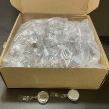 Lot of 275 ID Badge Reels Lanyard with Belt Clip  Strap White  Clear Crafting