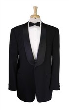 Jos A Bank Black Tuxedo Formal Shawl Lapel Dinner Suit Blazer Pants 44L
