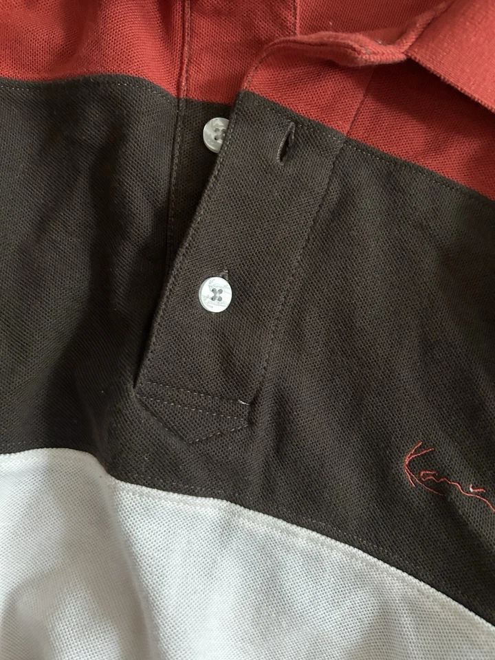 Polo Karl Kani Dorado Para Hombre 3xl Naranja Blanco Rayas Años 90 Y2K De Colección Foto 3 de 4